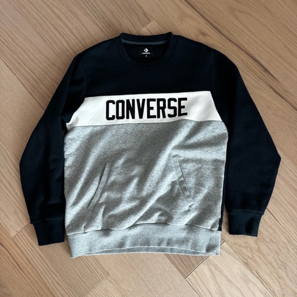 NWOT Converse Black and Gray Crewneck Sweater